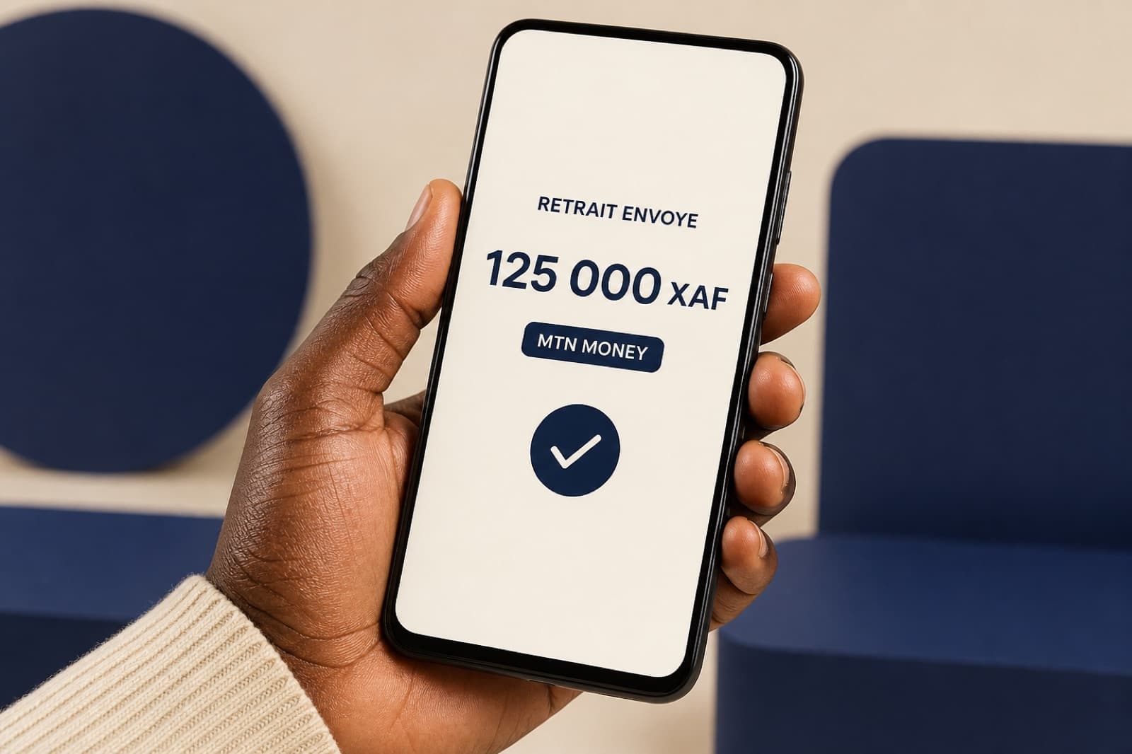 A phone showing a sent Mobile Money withdrawal